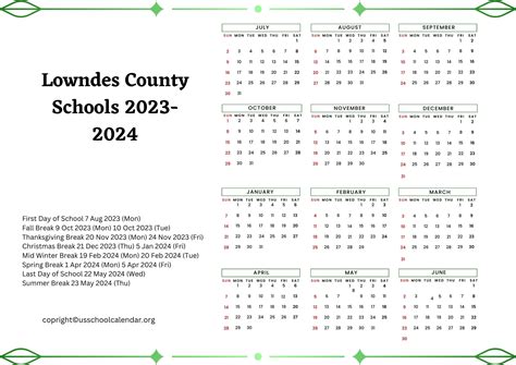 Lowndes County Calendar